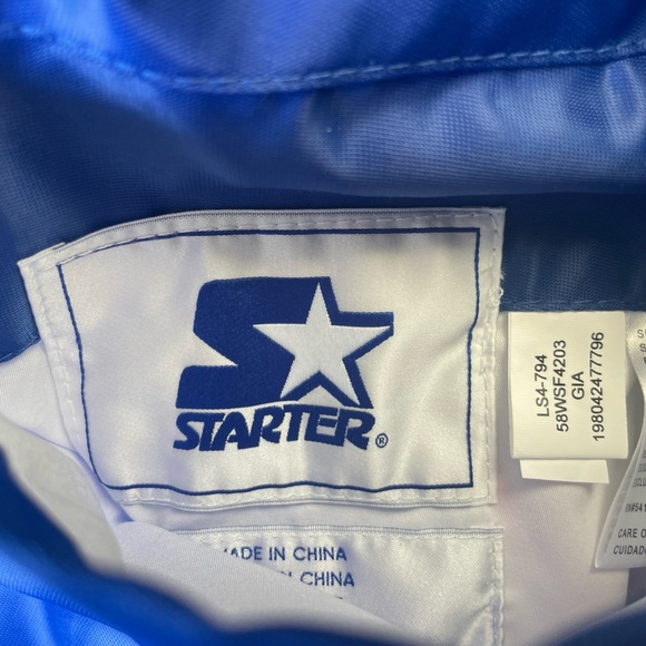 New York Giants  Reversible Starter Satin Jacket Blue / Red Size Large NWT Snap - Picture 10 of 15